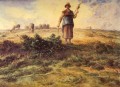 A Shepherdess And Her Flock Barbizon naturalism realism farmers Jean Francois Millet